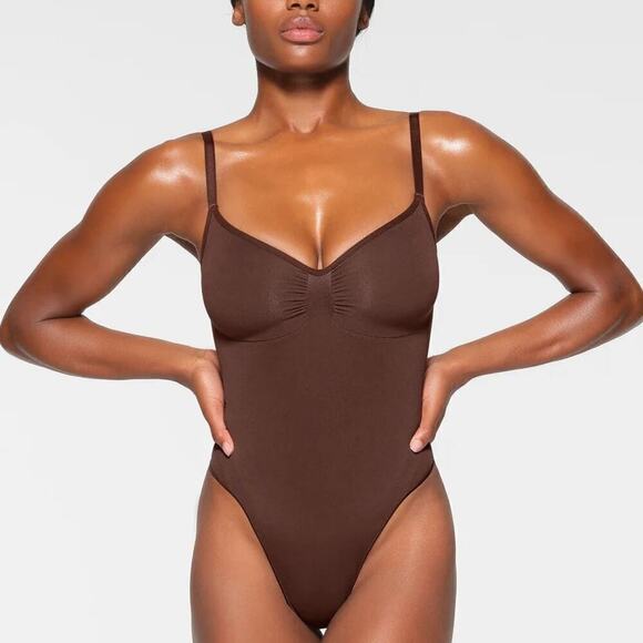 SKIMS Seamless Sculpt Thong Bodysuit Stretch Shapewear Cocoa Brown 4XL NWOT - Picture 1 of 7
